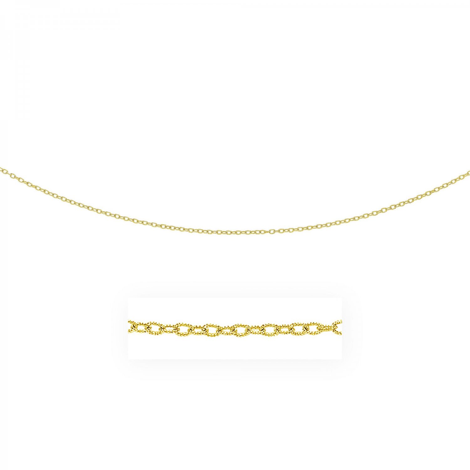 2.5mm 14k Yellow Gold Pendant Chain with Textured Links
