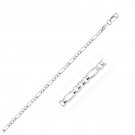2.6mm 14k White Gold Figaro Anklet