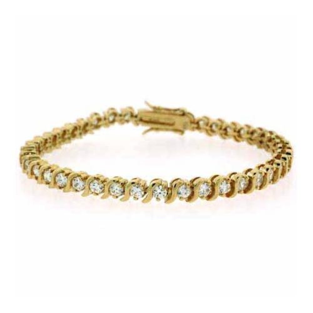 24k over Sterling Silver Simulated Diamond CZ Bracelet 1026