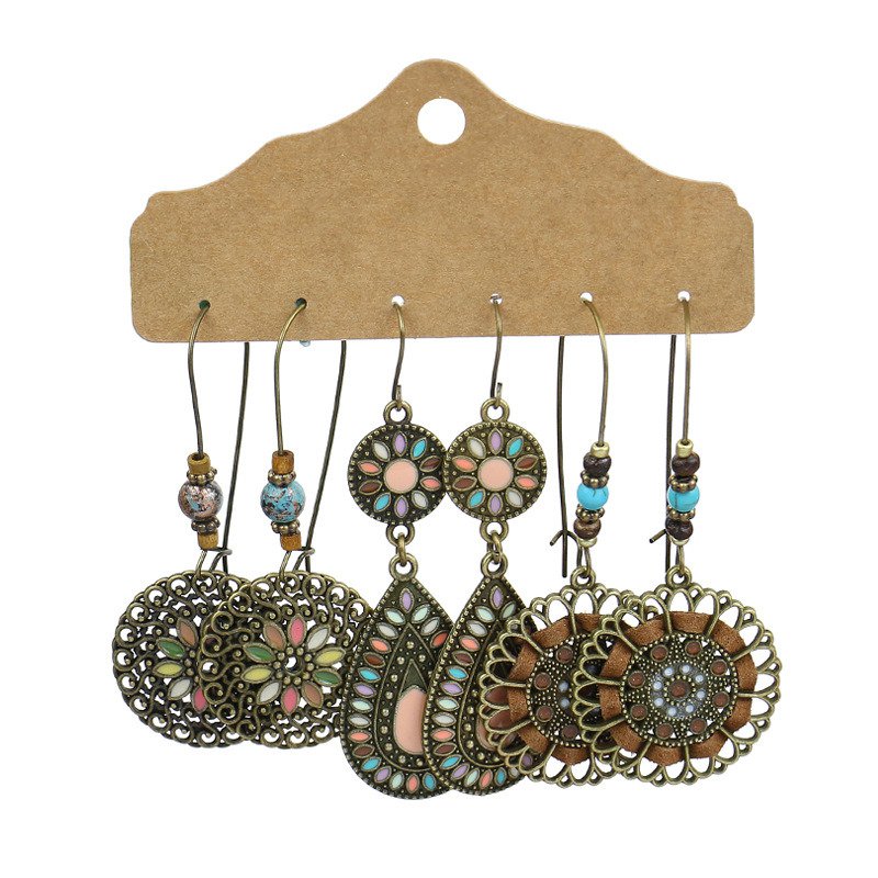 3 Pairs Boho Drop Dangle Earrings Vintage Earrings Set for Women Color1