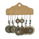 3 Pairs Boho Drop Dangle Earrings Vintage Earrings Set for Women Color1