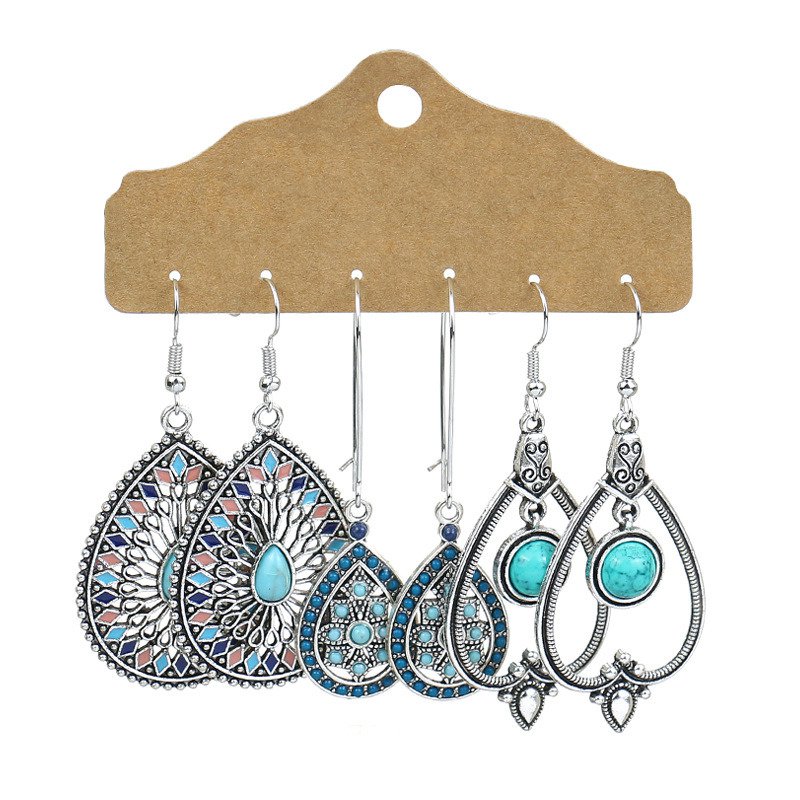 3 Pairs Boho Drop Dangle Earrings Vintage Earrings Set for Women Color3