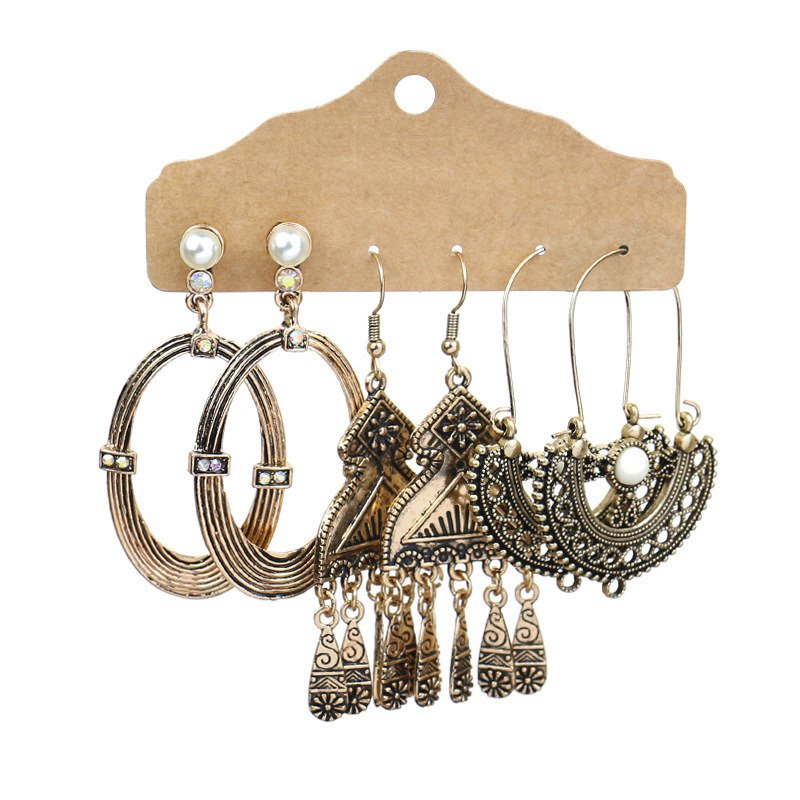 3 Pairs Boho Drop Dangle Earrings Vintage Earrings Set for Women Color5