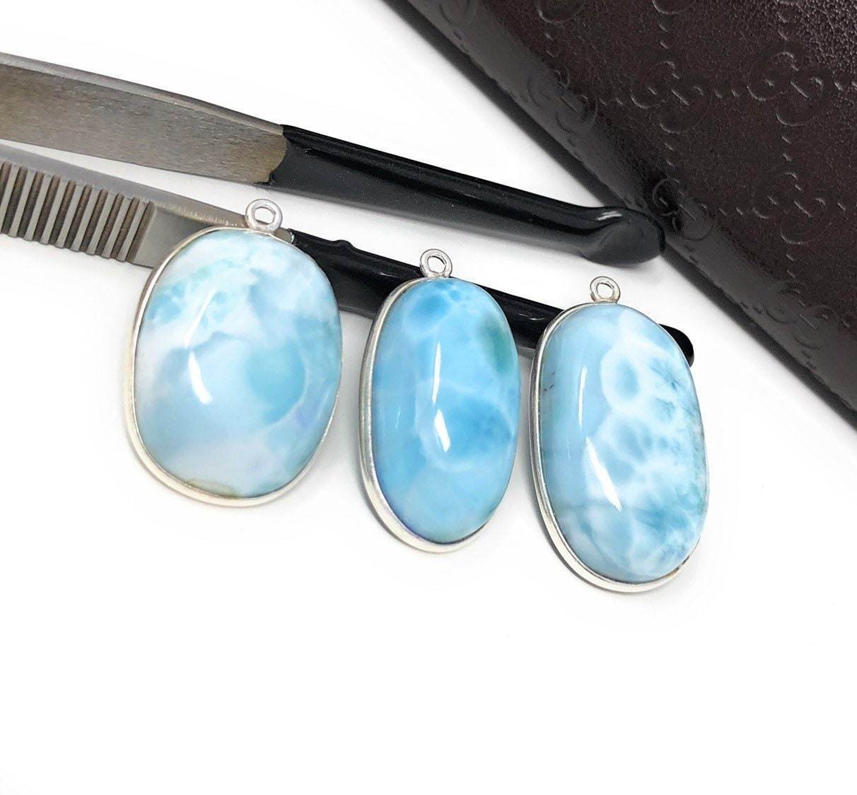 3 Pc Larimar Charms; GBulk Charms Wholesale Charms Jewelry Supplies for DIY Jewelry Default Title
