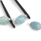 3 Pcs Aquamarine Connectors; Gemstone Connectors;Jewelry Making DIY 22x12mm-23x13mm Default Title