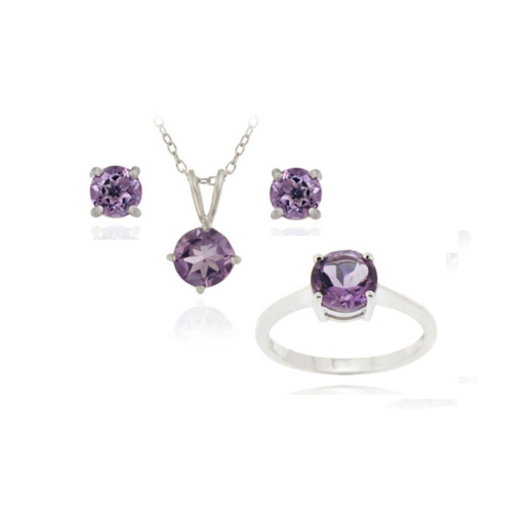 3.6ct Amethyst Pendant, Earrings & Ring Set in 925 Silver S12272A-8