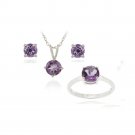 3.6ct Amethyst Pendant, Earrings & Ring Set in 925 Silver S12272A-8