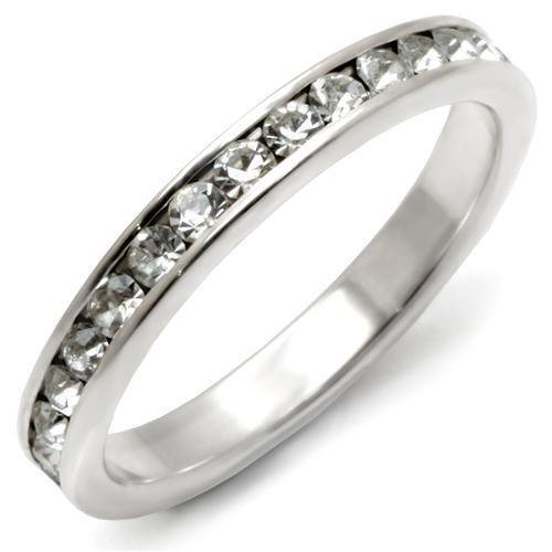 35128 - High-Polished 925 Sterling Silver Ring with Top Grade Crystal in Clear
