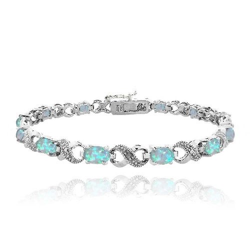 3ct Created Blue Opal & Diamond Accent Infinity Bracelet BRB12664BOP