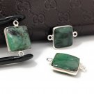 3Pcs Emerald Connectors; Gemstone Connectors; SJewelry findings DIY Jewelry 20X14mm Default Title