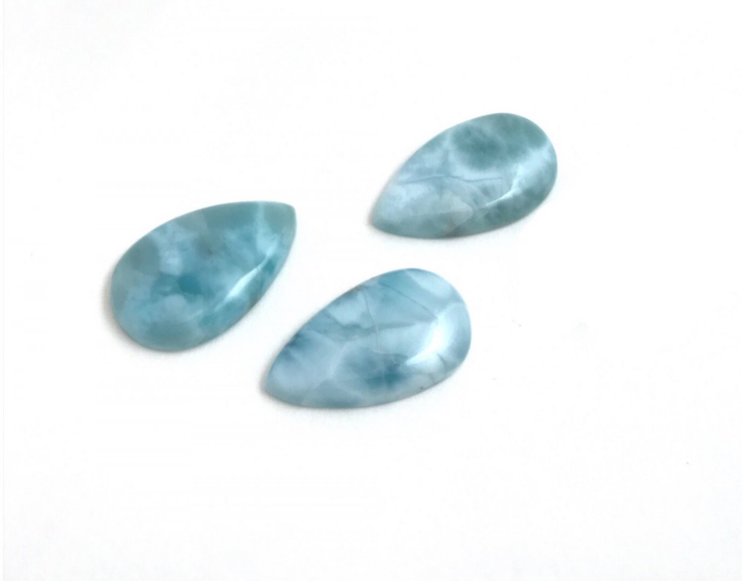 3Pcs Larimar Cabochon; GemNatural Gemstone Cabochons Wire Wrapping Jewelry Supplies Default Title