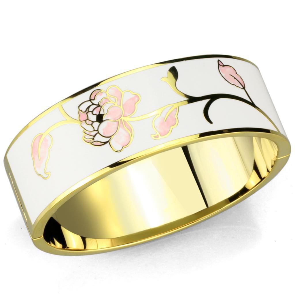 3W1017 - Gold White Metal Bangle with Epoxy in White Default Title
