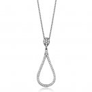 3W1019 - Rhodium Brass Chain Pendant with AAA Grade CZ in Clear