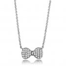3W1024 - Rhodium Brass Chain Pendant with AAA Grade CZ in Clear