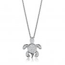 3W1025 - Rhodium Brass Chain Pendant with AAA Grade CZ in Clear