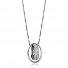 3W1032 - Rhodium Brass Chain Pendant with AAA Grade CZ in Clear