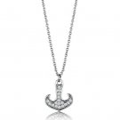 3W1035 - Rhodium Brass Chain Pendant with AAA Grade CZ in Clear
