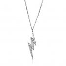 3W1038 - Rhodium Brass Chain Pendant with AAA Grade CZ in Clear