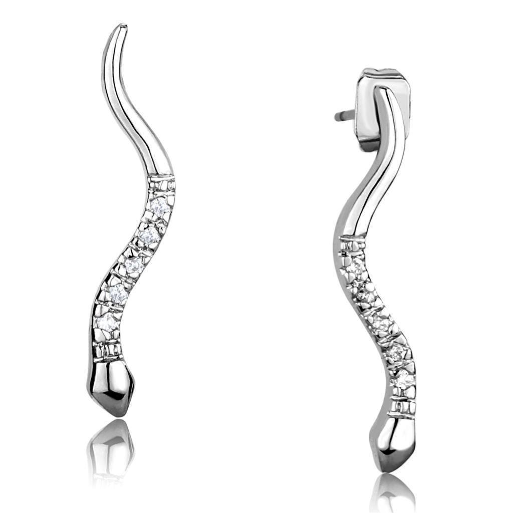3W1051 - Rhodium Brass Earrings with AAA Grade CZ in Clear Default Title