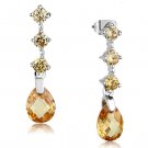 3W1063 - Rhodium Brass Earrings with AAA Grade CZ in Champagne Default Title
