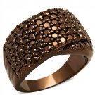 3W1097 - IP Coffee light Brass Ring with AAA Grade CZ in Light Coffee