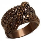 3W1098 - IP Coffee light Brass Ring with AAA Grade CZ in Light Coffee
