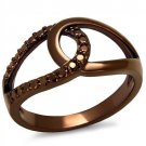 3W1176 - IP Coffee light Brass Ring with AAA Grade CZ in Light Coffee