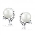 3W1279 - Rhodium Brass Earrings with Synthetic Pearl in White Default Title