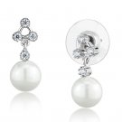 3W1295 - Rhodium Brass Earrings with Synthetic Pearl in White Default Title