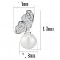 3W1299 - Rhodium Brass Earrings with Synthetic Pearl in White Default Title