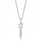 3W1381 - Rhodium 925 Sterling Silver Chain Pendant with AAA Grade CZ in Clear