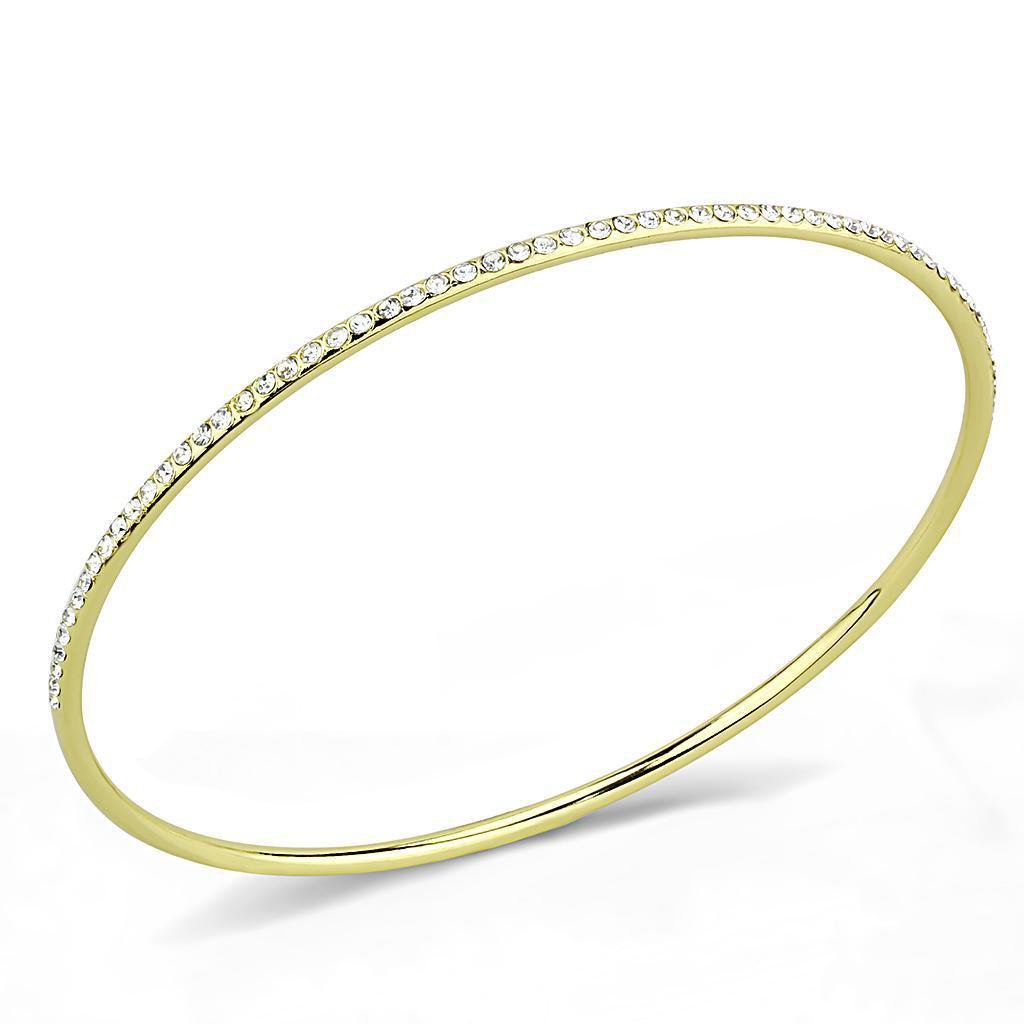3W1406 - Gold Brass Bangle with Top Grade Crystal in Clear Default Title