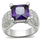 3W148 - Rhodium Brass Ring with AAA Grade CZ in Amethyst