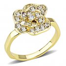 3W1497 - Gold Brass Ring with Top Grade Crystal in Clear