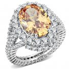 3W1523 - Rhodium Brass Ring with AAA Grade CZ in Champagne