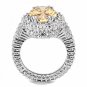 3W1523 - Rhodium Brass Ring with AAA Grade CZ in Champagne