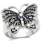 3W204 - Rhodium Brass Ring with AAA Grade CZ in Amethyst
