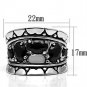 3W262 - Rhodium Brass Ring with AAA Grade CZ in Black Diamond