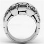 3W262 - Rhodium Brass Ring with AAA Grade CZ in Black Diamond