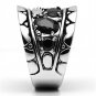 3W262 - Rhodium Brass Ring with AAA Grade CZ in Black Diamond