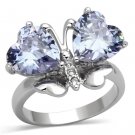 3W309 - Rhodium Brass Ring with AAA Grade CZ in Light Amethyst