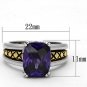 3W331 - Reverse Two-Tone Brass Ring with AAA Grade CZ in Amethyst