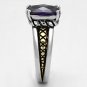 3W331 - Reverse Two-Tone Brass Ring with AAA Grade CZ in Amethyst