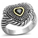 3W334 - Reverse Two-Tone Brass Ring with AAA Grade CZ in Black Diamond