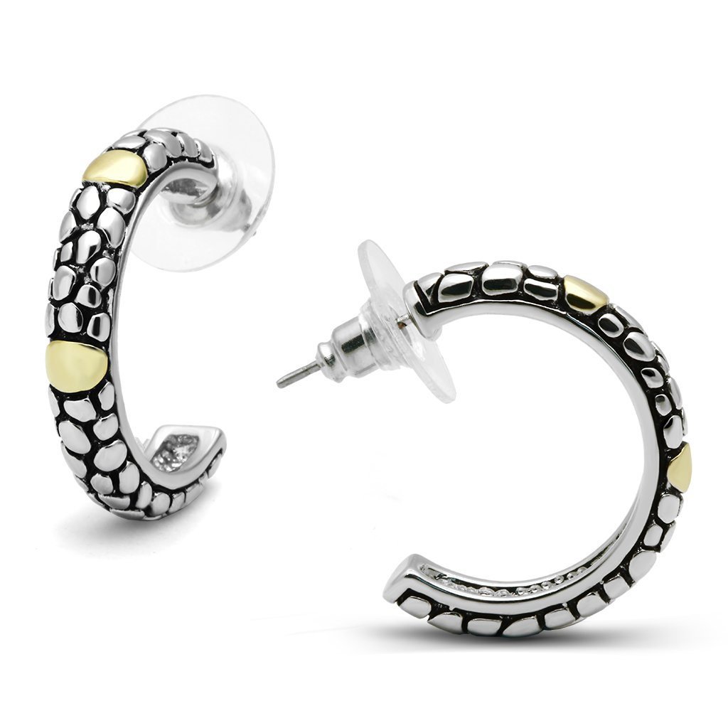 3W335 - Reverse Two-Tone Brass Earrings with Epoxy in Jet Default Title