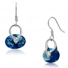 3W338 - Rhodium Brass Earrings with Synthetic Synthetic Glass in Sea Blue Default Title