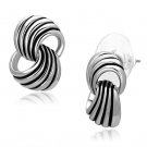 3W343 - Rhodium Brass Earrings with Epoxy in Jet Default Title