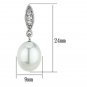3W378 - Rhodium Brass Earrings with Synthetic Pearl in White Default Title