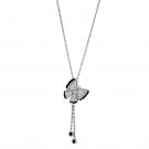 3W441 - Rhodium + Ruthenium Brass Necklace with AAA Grade CZ in Black Diamond