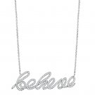 3W454 - Rhodium Brass Necklace with AAA Grade CZ in Clear